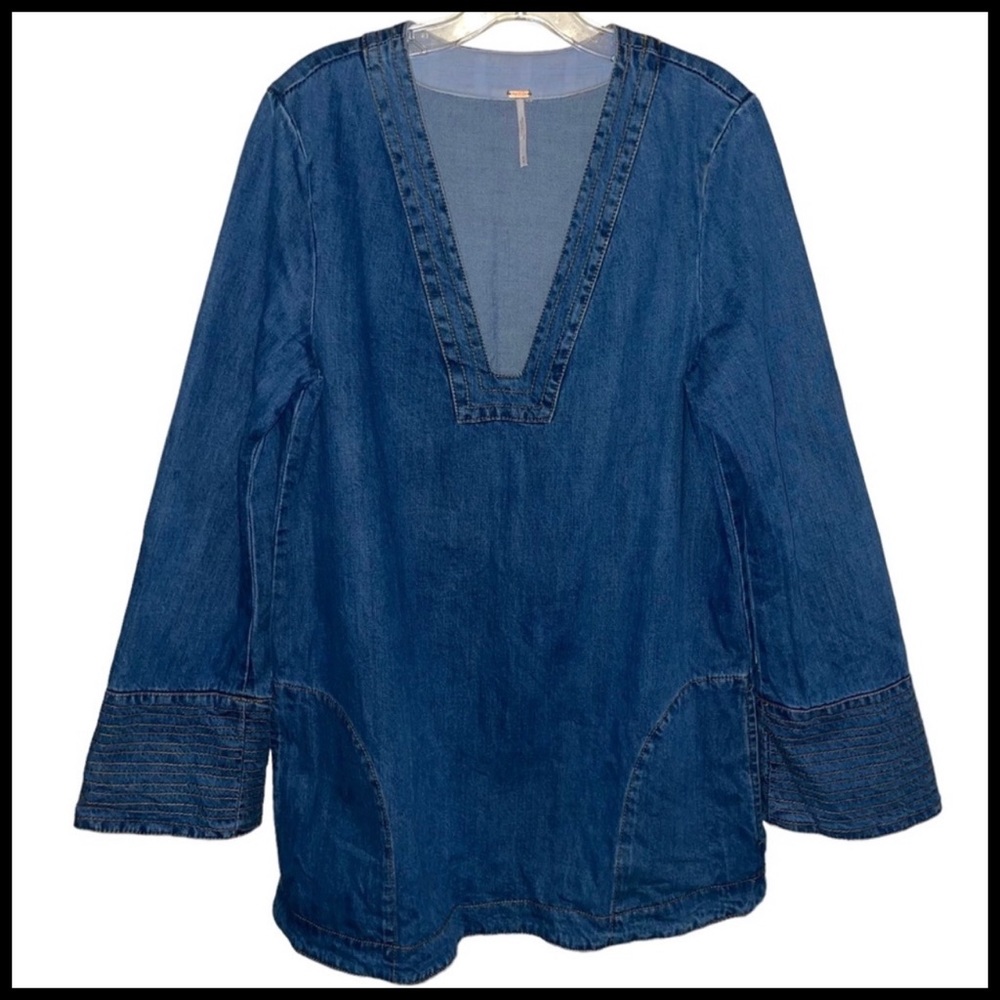 Free People Dreaming of Denim Tunic. Size L. - Picture 5 of 8